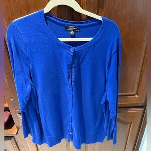 Lands' End Royal Blue Button-Up Cardigan 2x